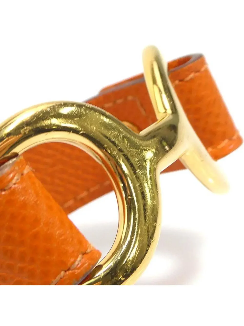 Auth Hermes Pavane Bracelet Orange/Gold #302653H22B